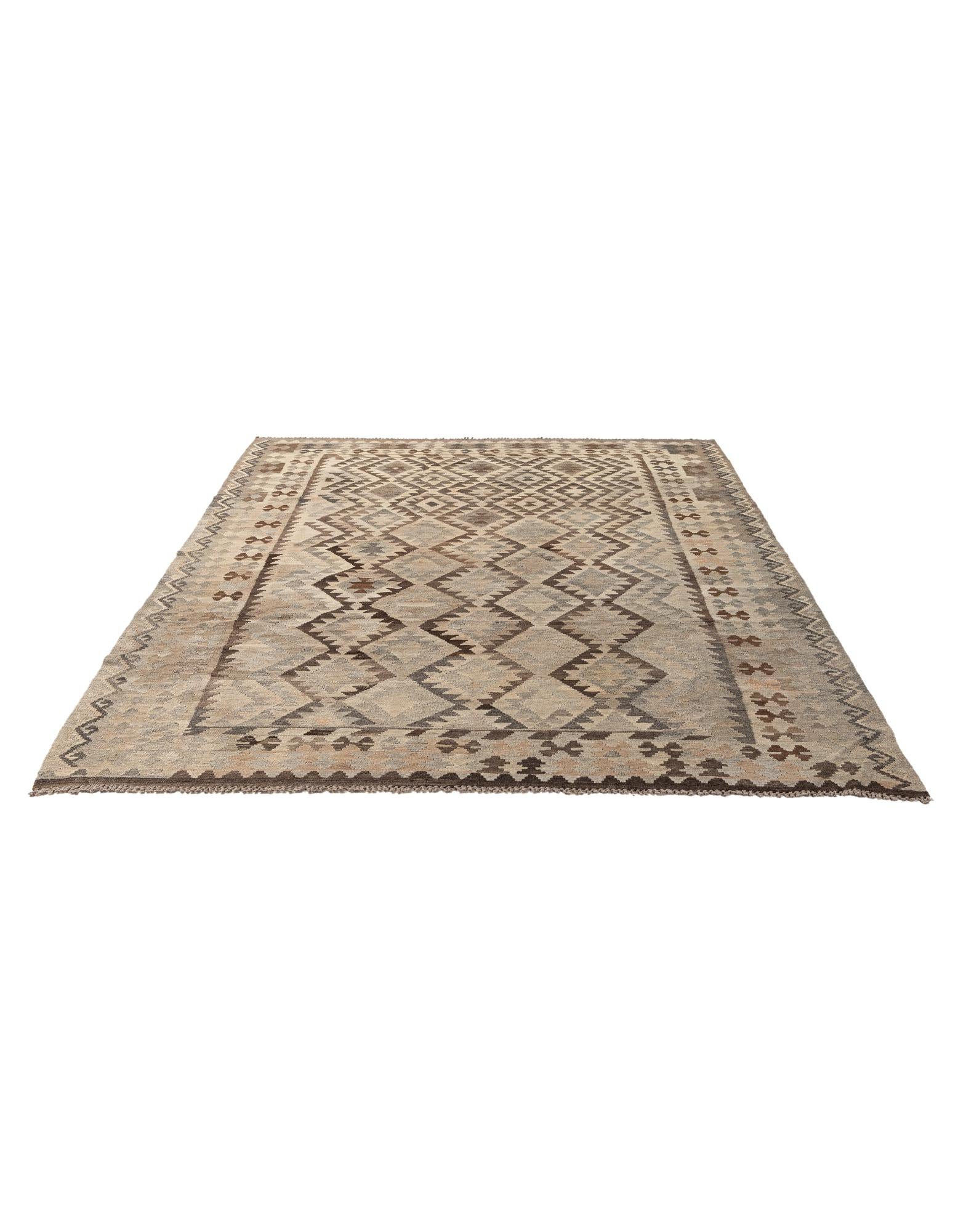 6' 9 x 9' 7 Hand Woven Kilim Maymana Wool Rug