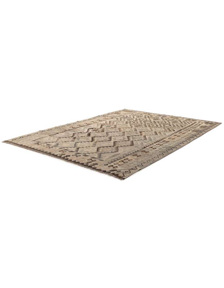 6' 9 x 9' 7 Hand Woven Kilim Maymana Wool Rug