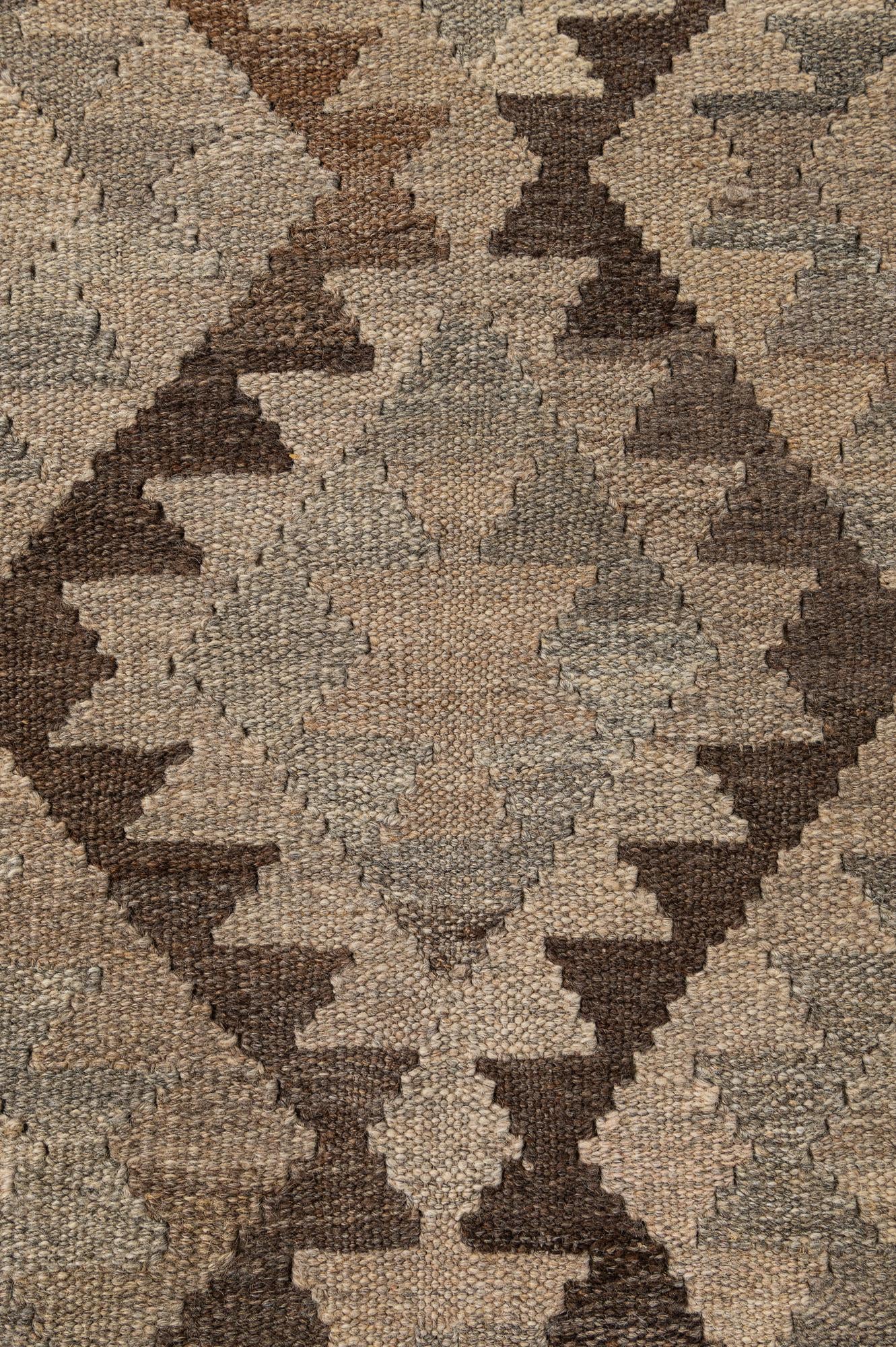 6' 9 x 9' 7 Hand Woven Kilim Maymana Wool Rug