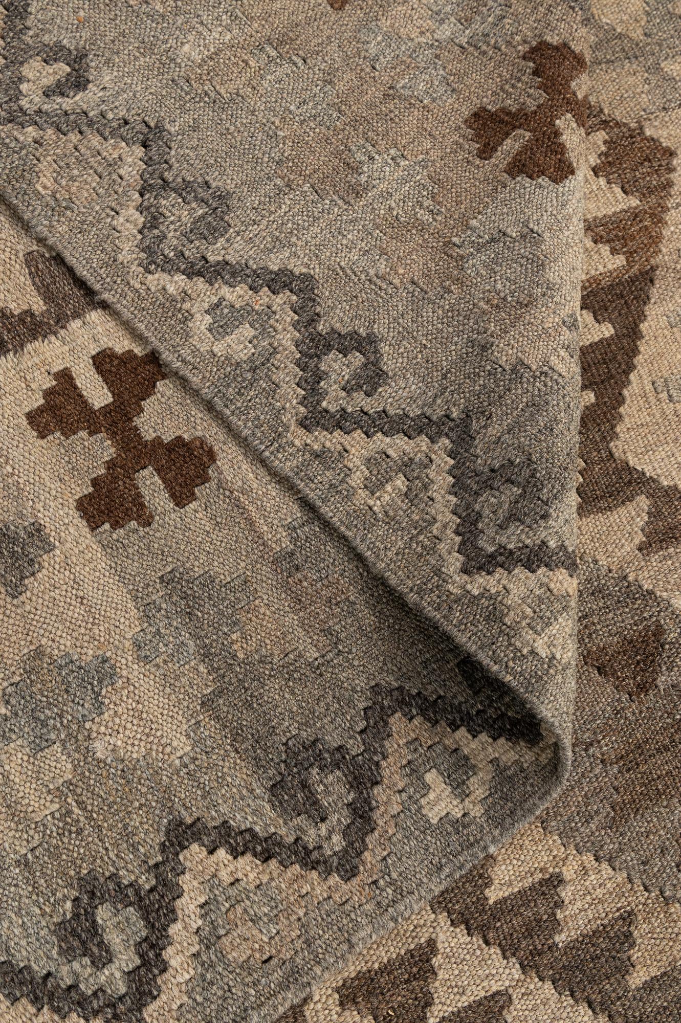 6' 9 x 9' 7 Hand Woven Kilim Maymana Wool Rug