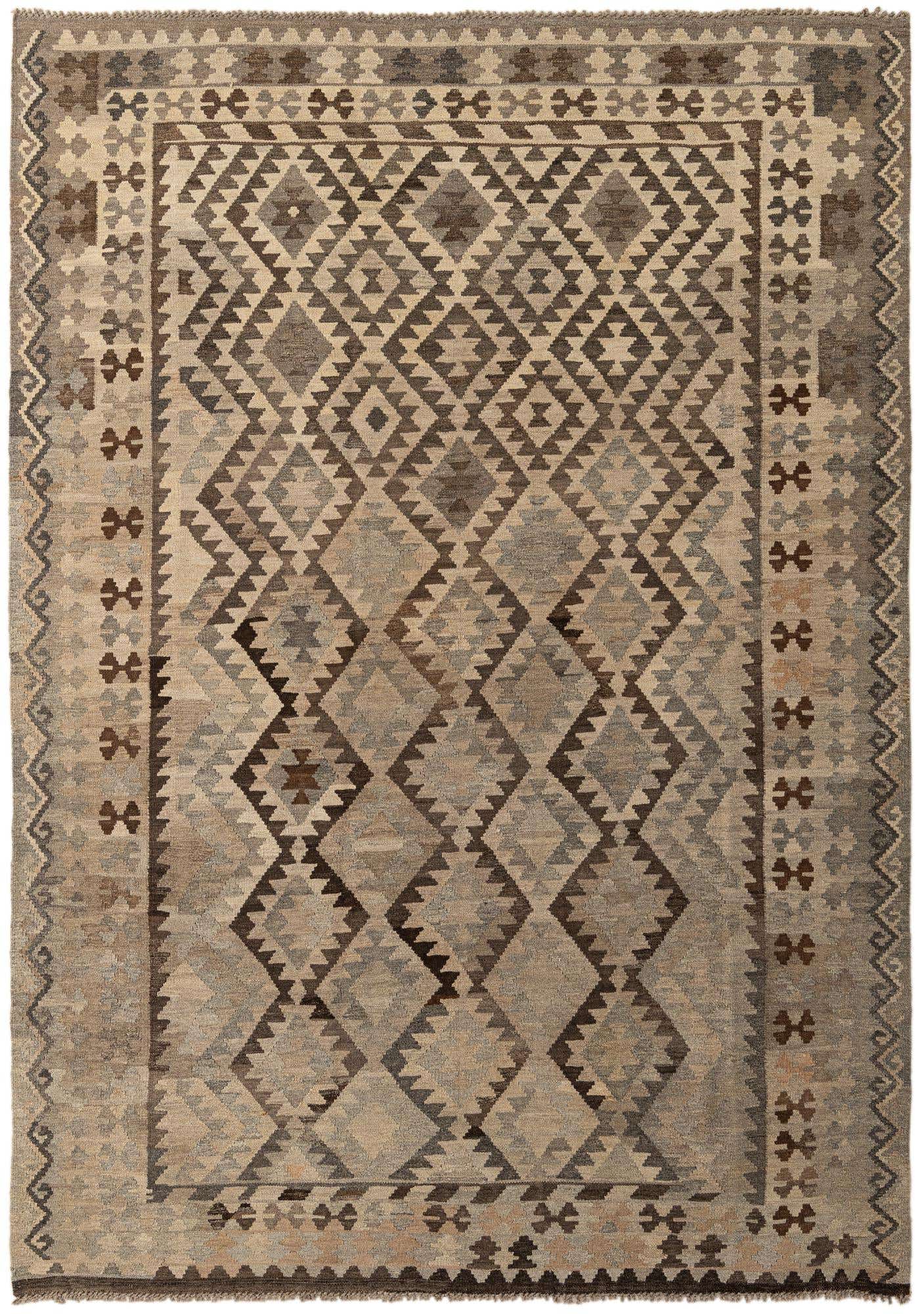 6' 9 x 9' 7 Hand Woven Kilim Maymana Wool Rug