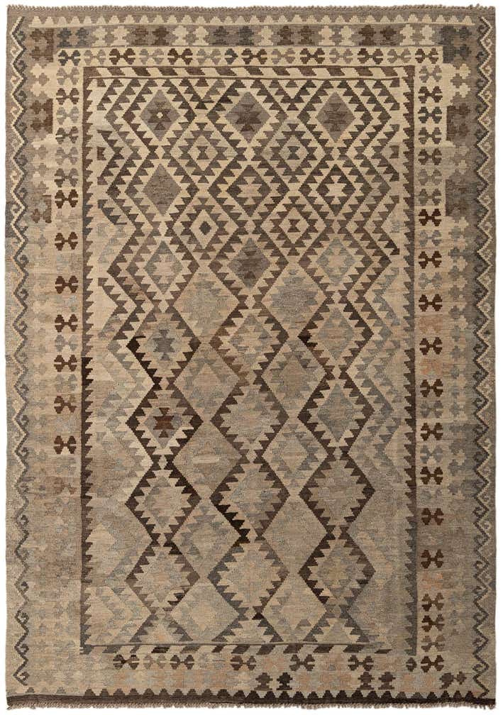 6' 9 x 9' 7 Hand Woven Kilim Maymana Wool Rug