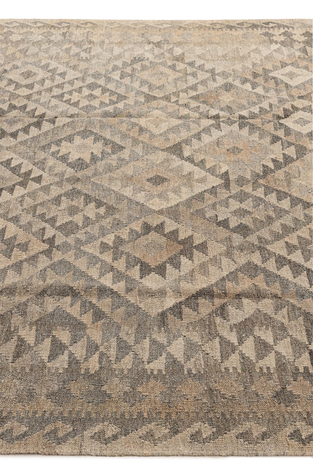 6' 6 x 9' 5 Hand Woven Kilim Maymana Wool Rug