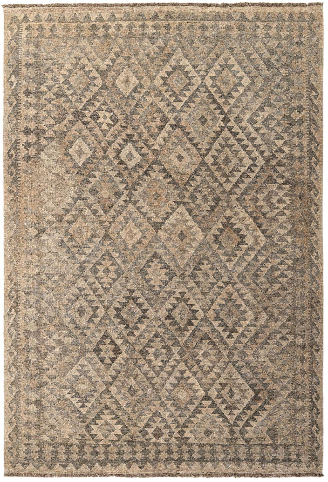 6' 6 x 9' 5 Hand Woven Kilim Maymana Wool Rug