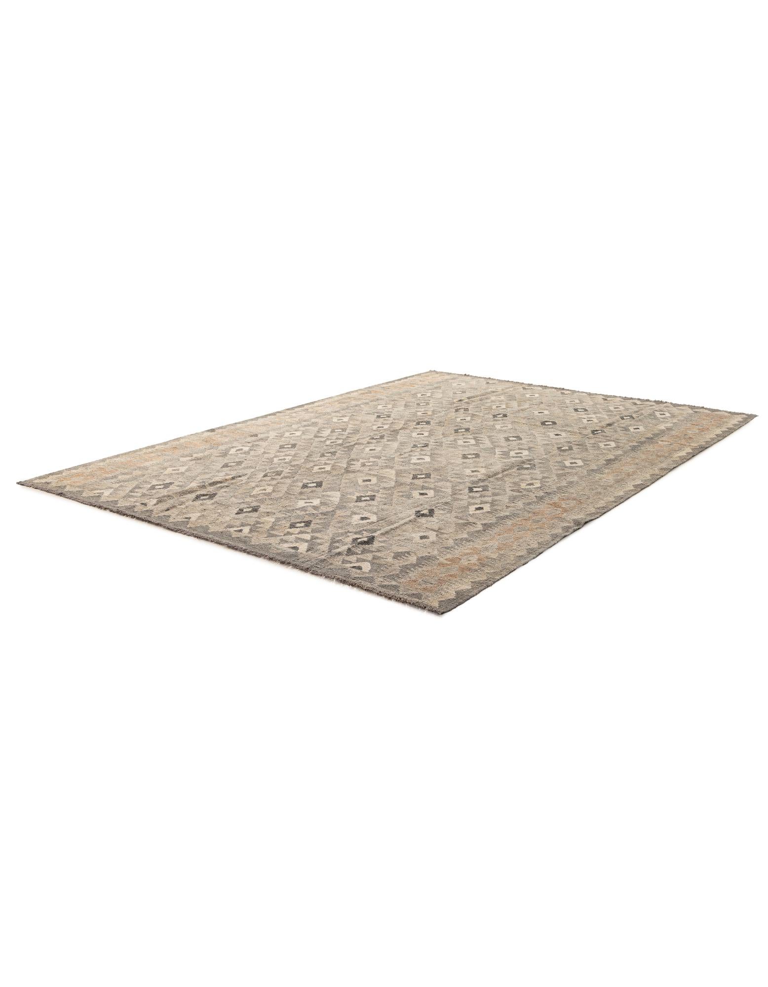 6' 8 x 9' 7 Hand Woven Kilim Maymana Wool Rug