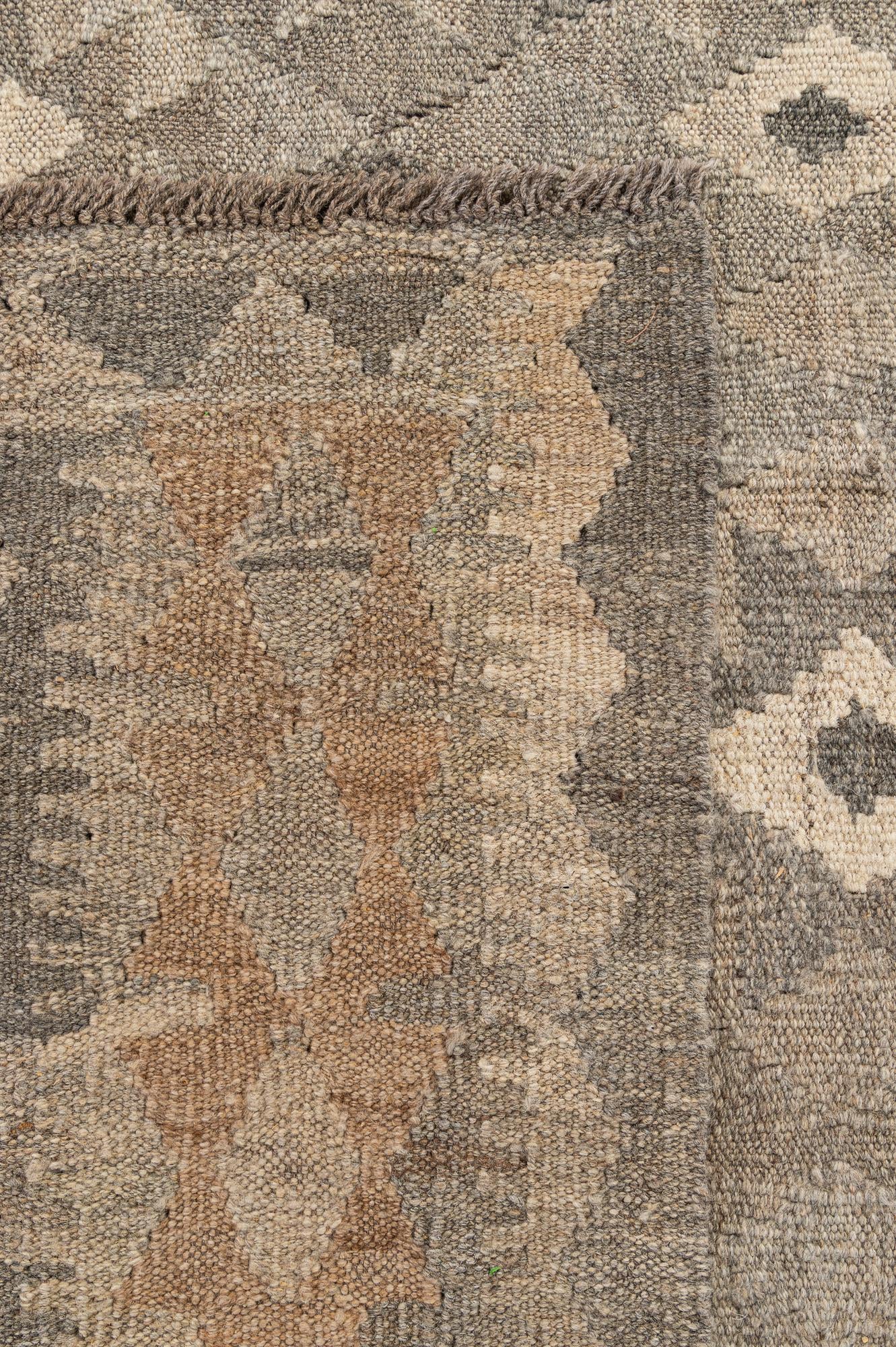 6' 8 x 9' 7 Hand Woven Kilim Maymana Wool Rug