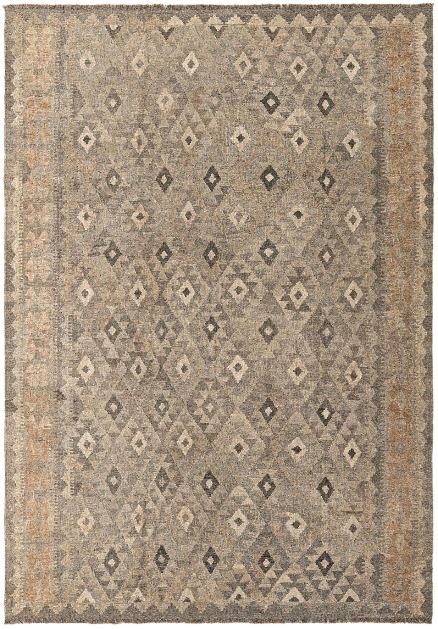 6' 8 x 9' 7 Hand Woven Kilim Maymana Wool Rug