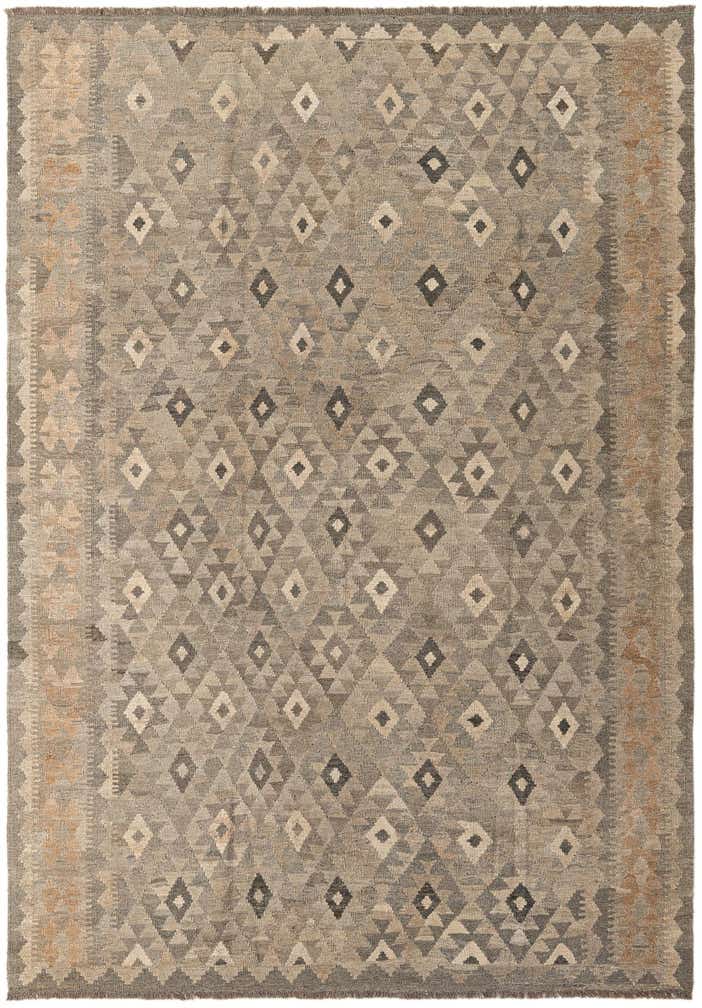 6' 8 x 9' 7 Hand Woven Kilim Maymana Wool Rug