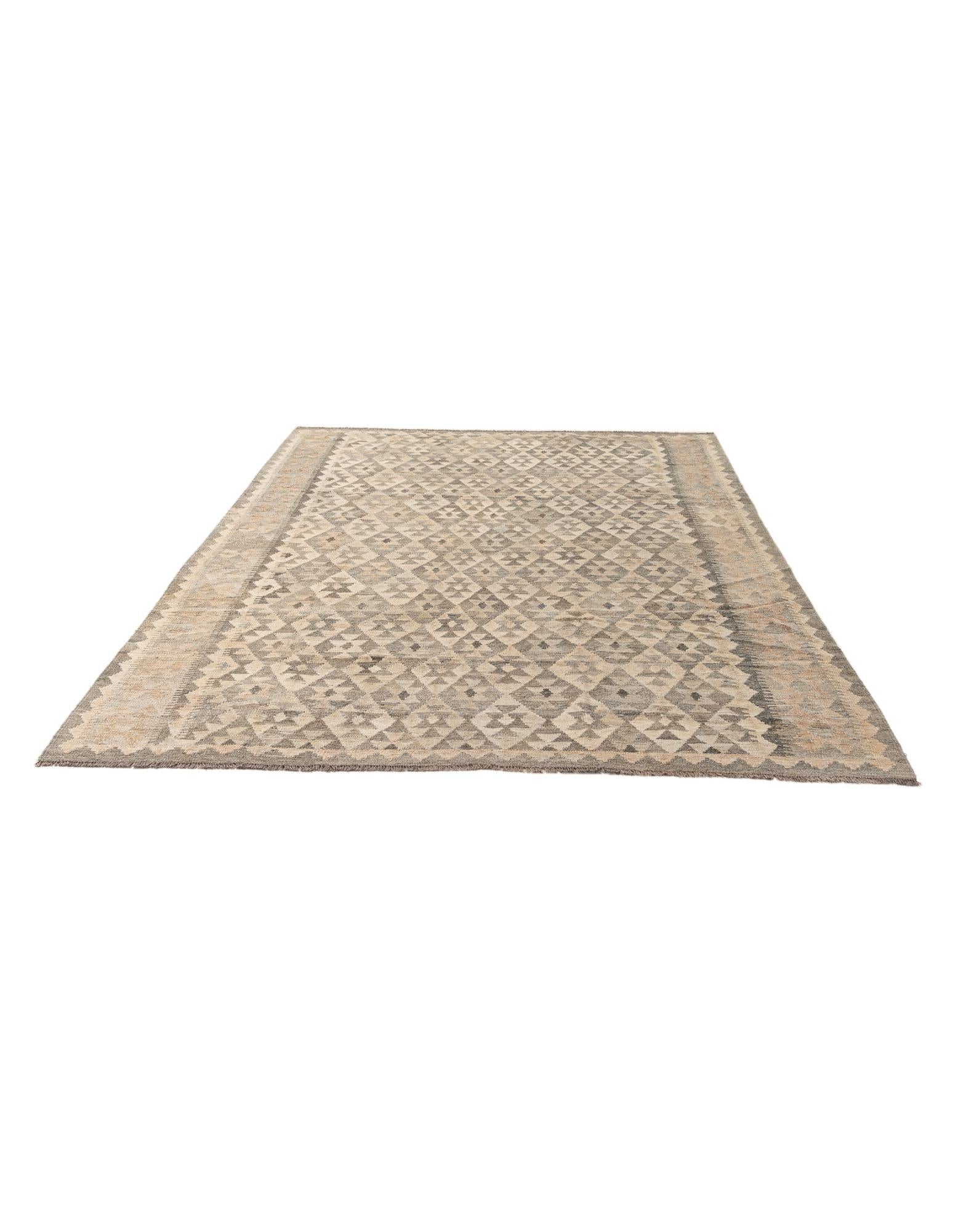 6' 7 x 9' 8 Hand Woven Kilim Maymana Wool Rug