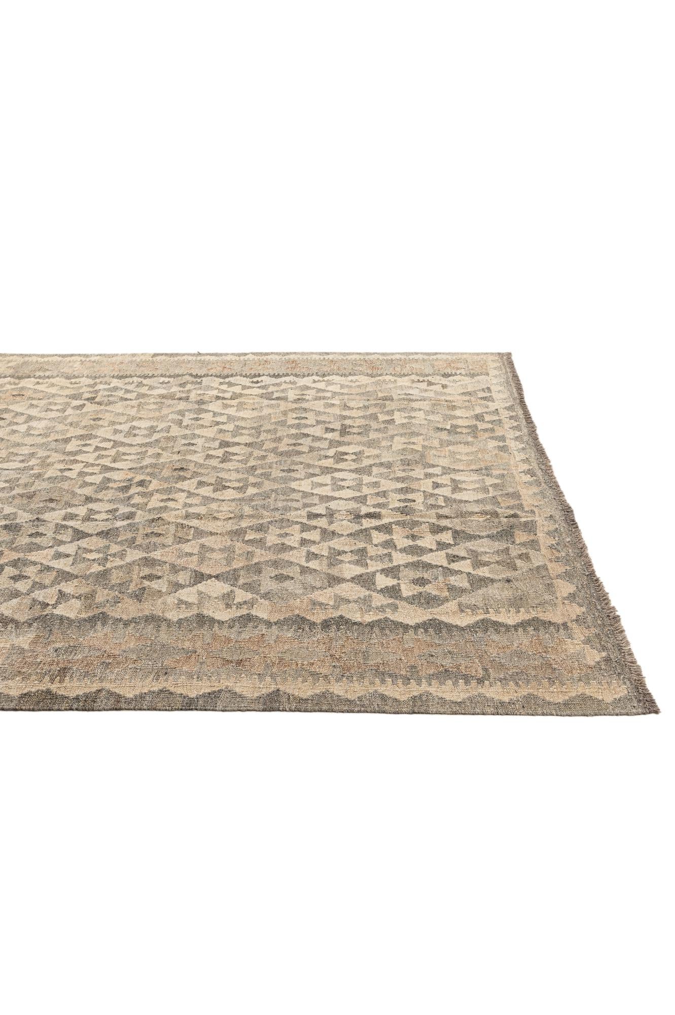 6' 7 x 9' 8 Hand Woven Kilim Maymana Wool Rug