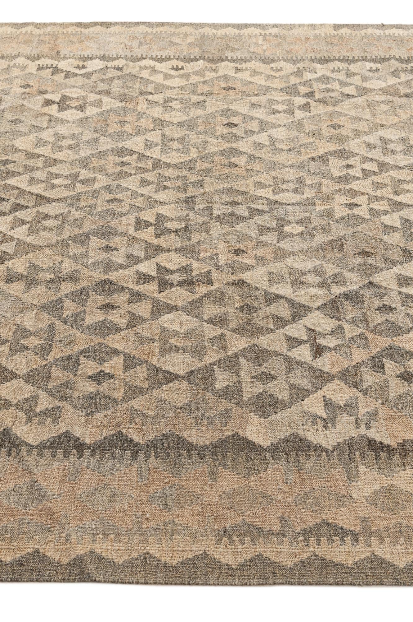 6' 7 x 9' 8 Hand Woven Kilim Maymana Wool Rug