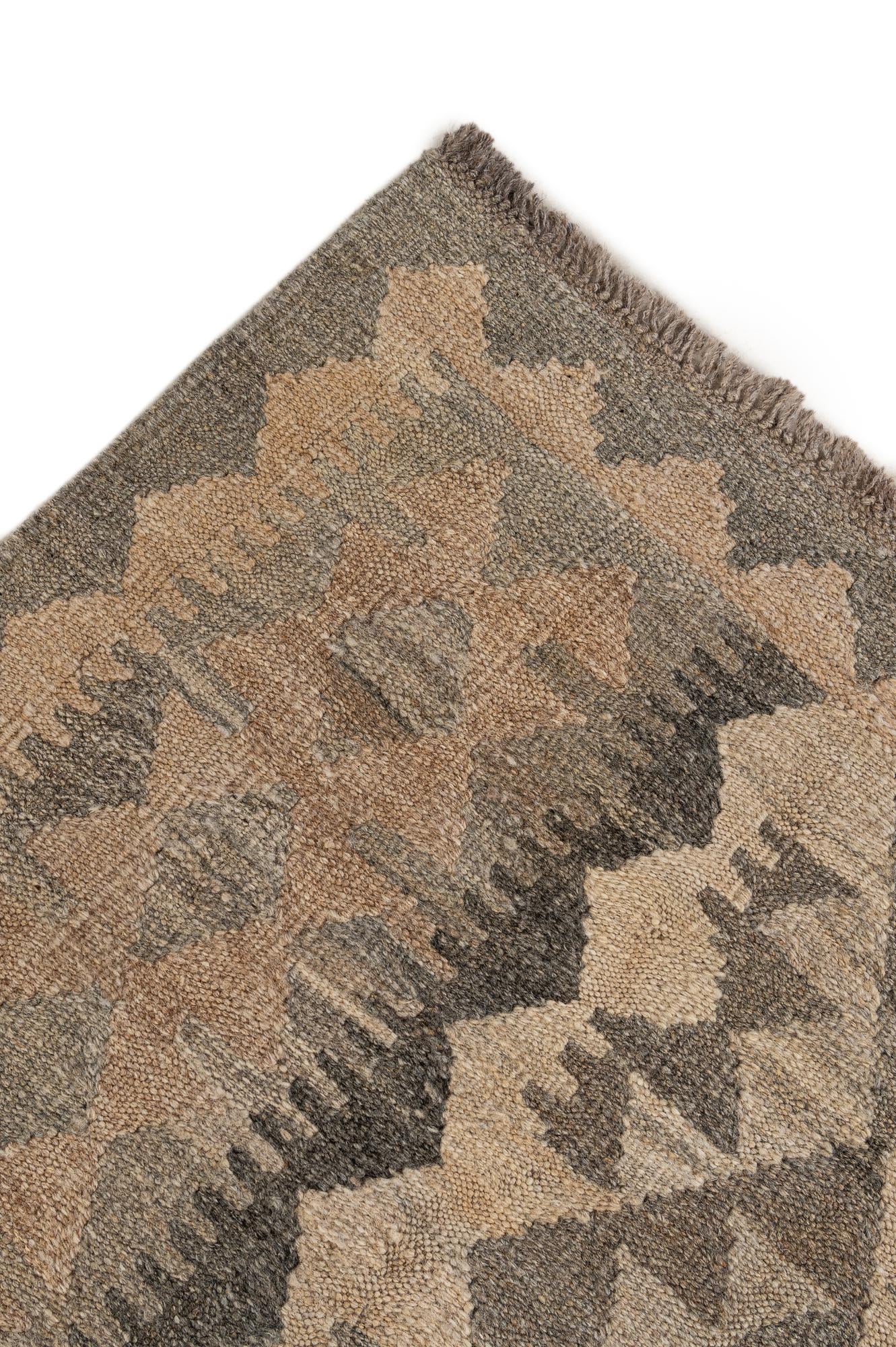 6' 7 x 9' 8 Hand Woven Kilim Maymana Wool Rug