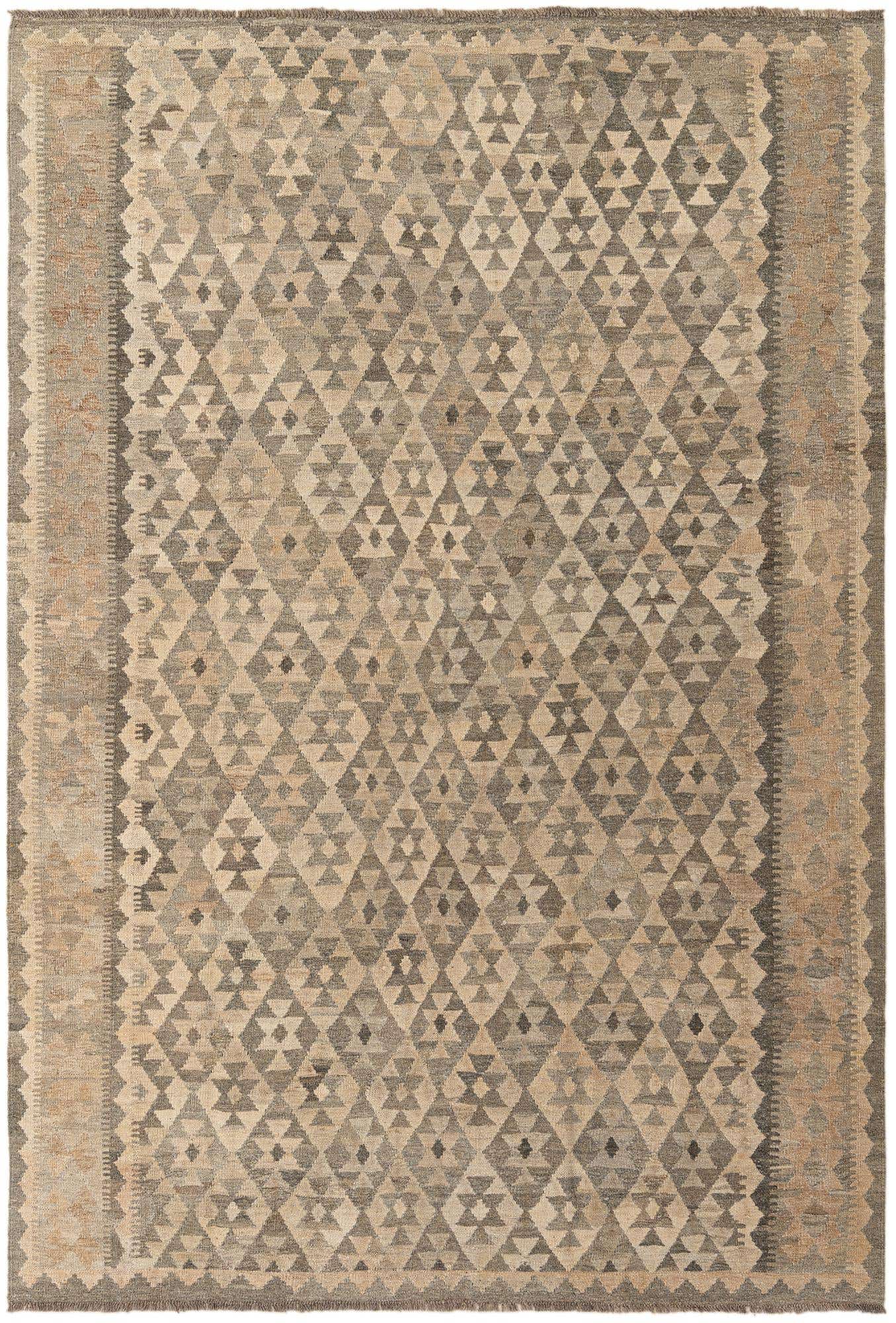 6' 7 x 9' 8 Hand Woven Kilim Maymana Wool Rug
