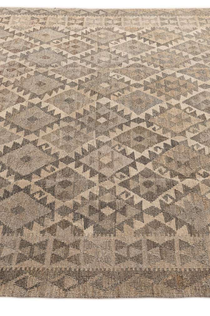 6' 8 x 9' 9 Hand Woven Kilim Maymana Wool Rug