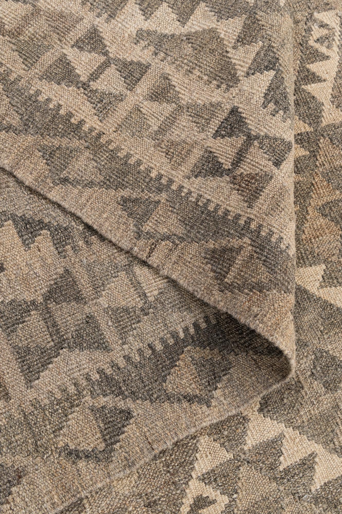 6' 8 x 9' 9 Hand Woven Kilim Maymana Wool Rug