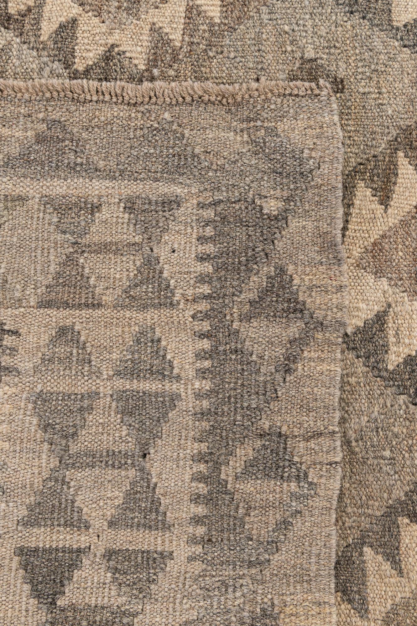 6' 8 x 9' 9 Hand Woven Kilim Maymana Wool Rug