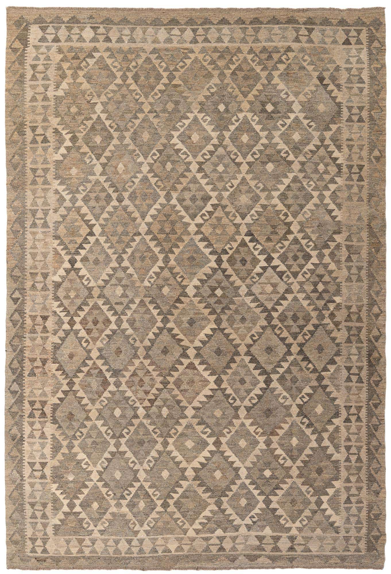 6' 8 x 9' 9 Hand Woven Kilim Maymana Wool Rug