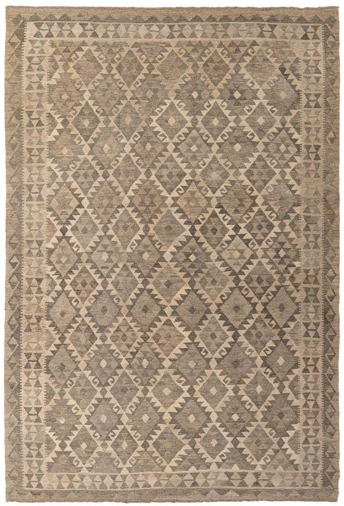 6' 8 x 9' 9 Hand Woven Kilim Maymana Wool Rug