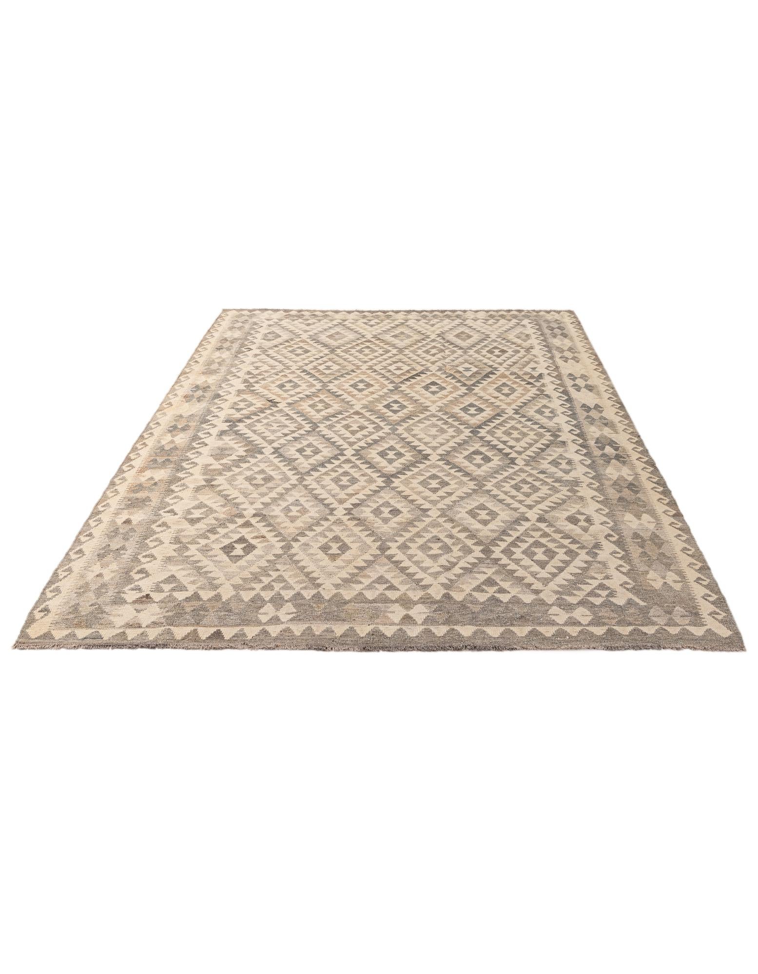 6' 9 x 9' 9 Hand Woven Kilim Maymana Wool Rug