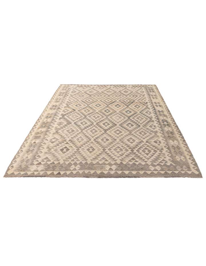 6' 9 x 9' 9 Hand Woven Kilim Maymana Wool Rug