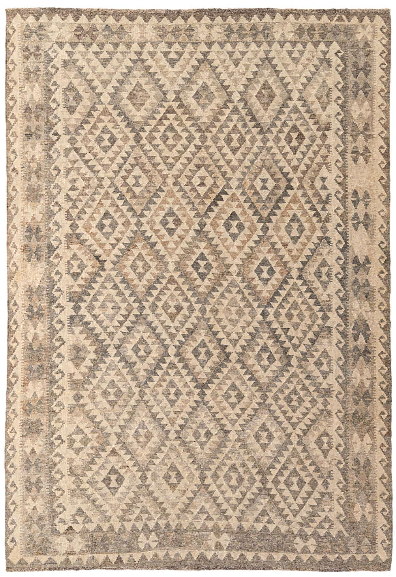 6' 9 x 9' 9 Hand Woven Kilim Maymana Wool Rug