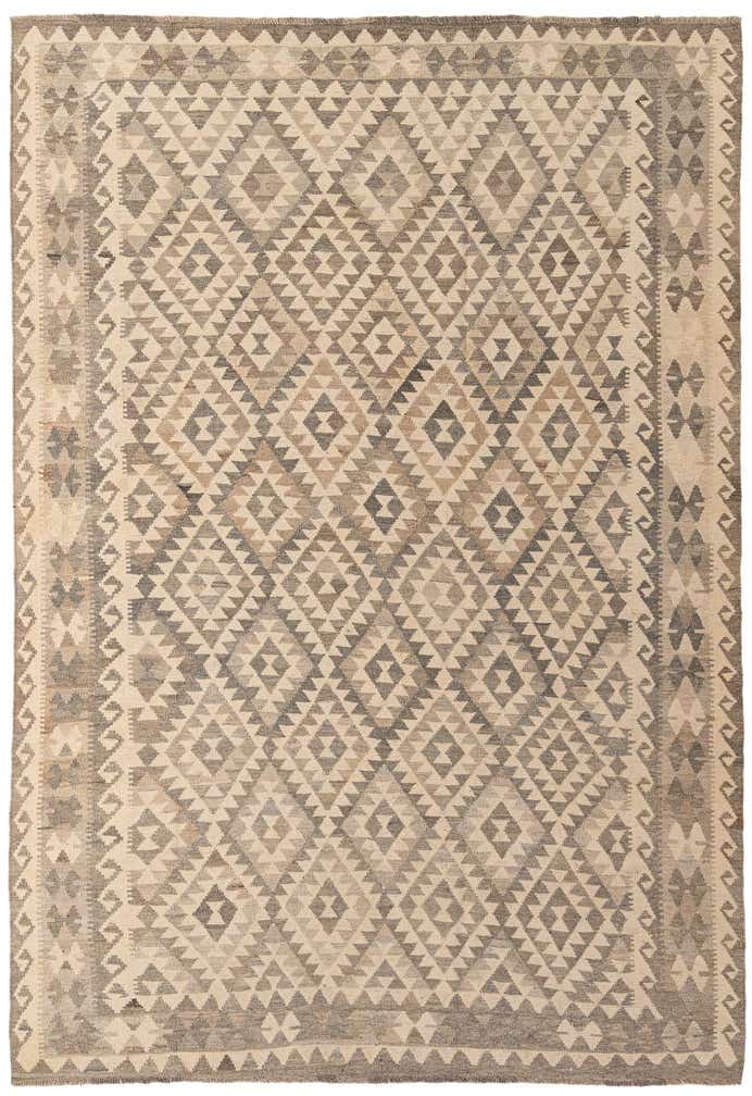 6' 9 x 9' 9 Hand Woven Kilim Maymana Wool Rug