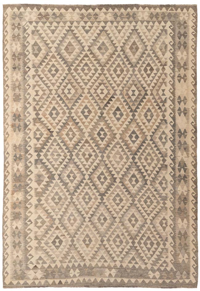 Detail image of 6' 9 x 9' 9 Hand Woven Kilim Maymana Wool Rug
