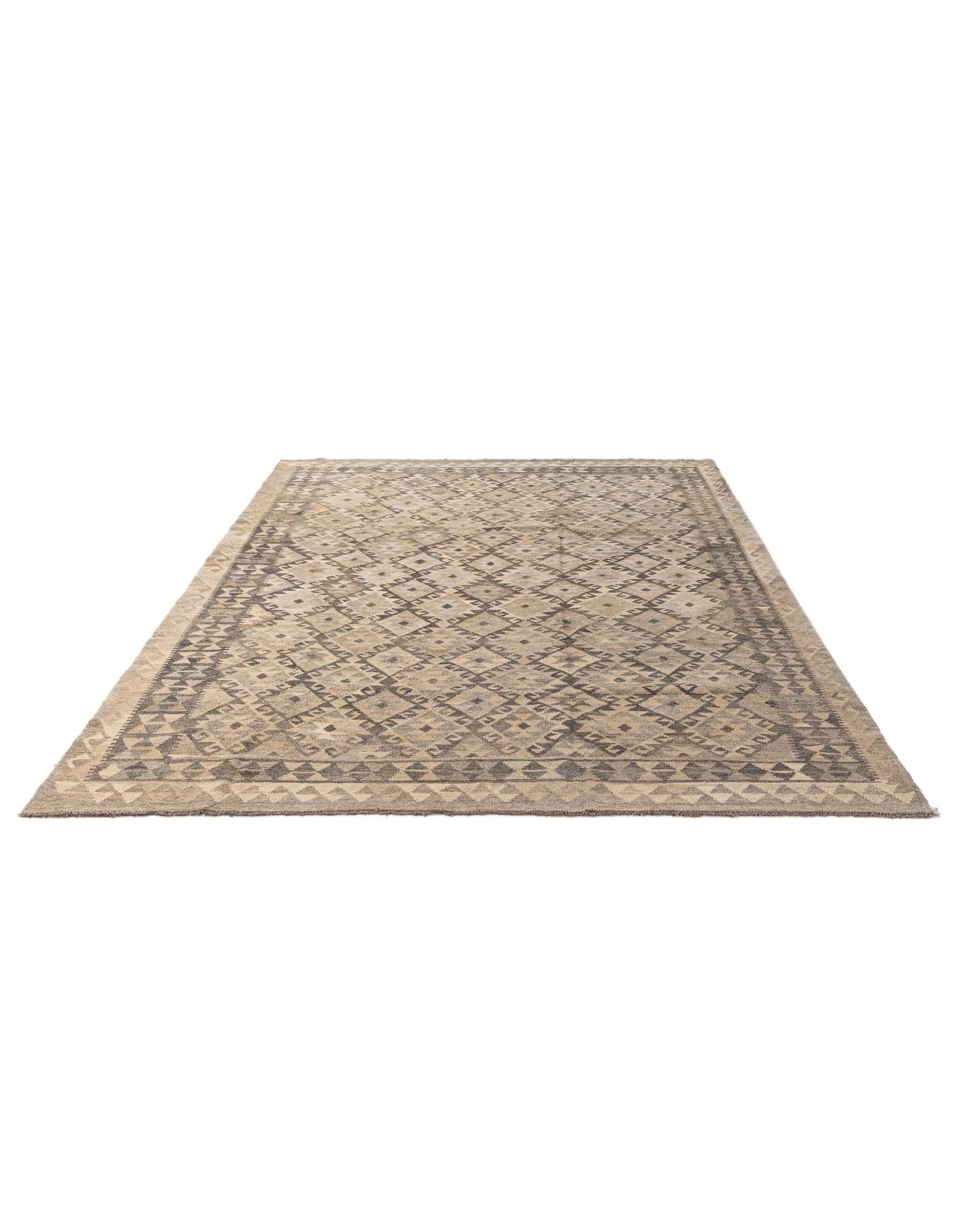 6' 8 x 9' 8 Hand Woven Kilim Maymana Wool Rug