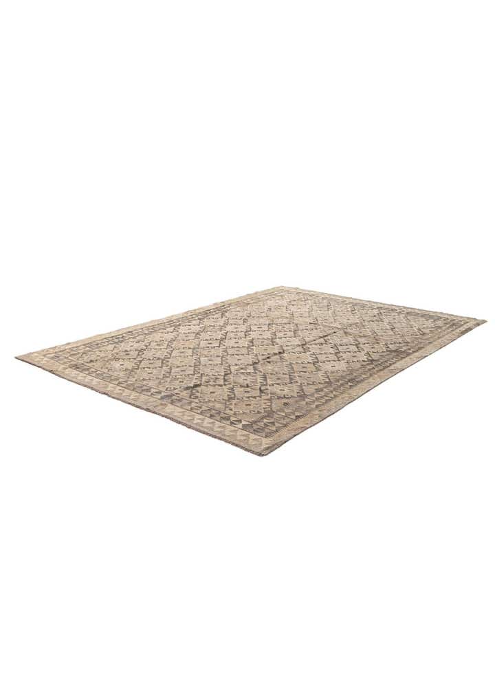 6' 8 x 9' 8 Hand Woven Kilim Maymana Wool Rug