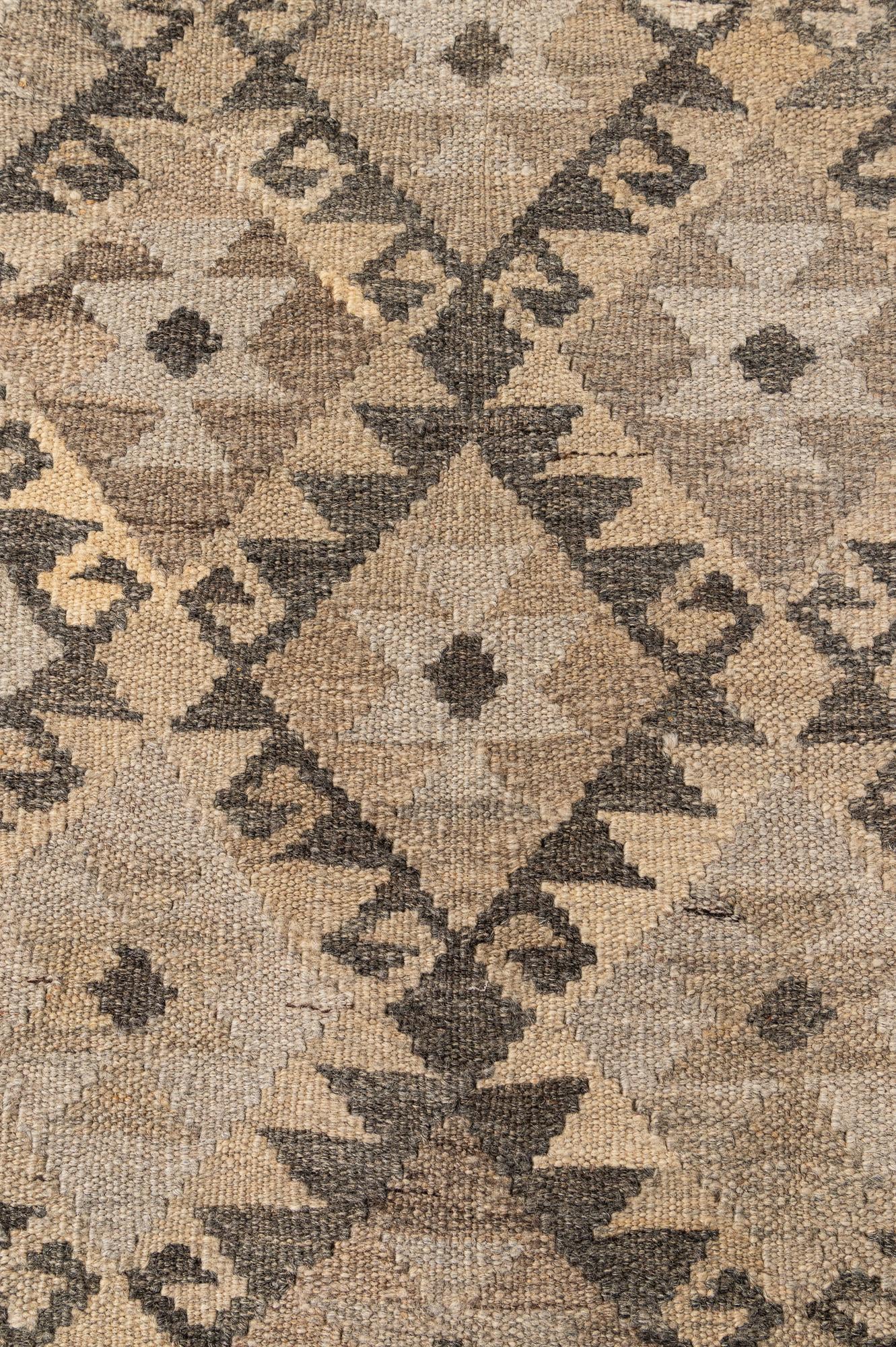6' 8 x 9' 8 Hand Woven Kilim Maymana Wool Rug