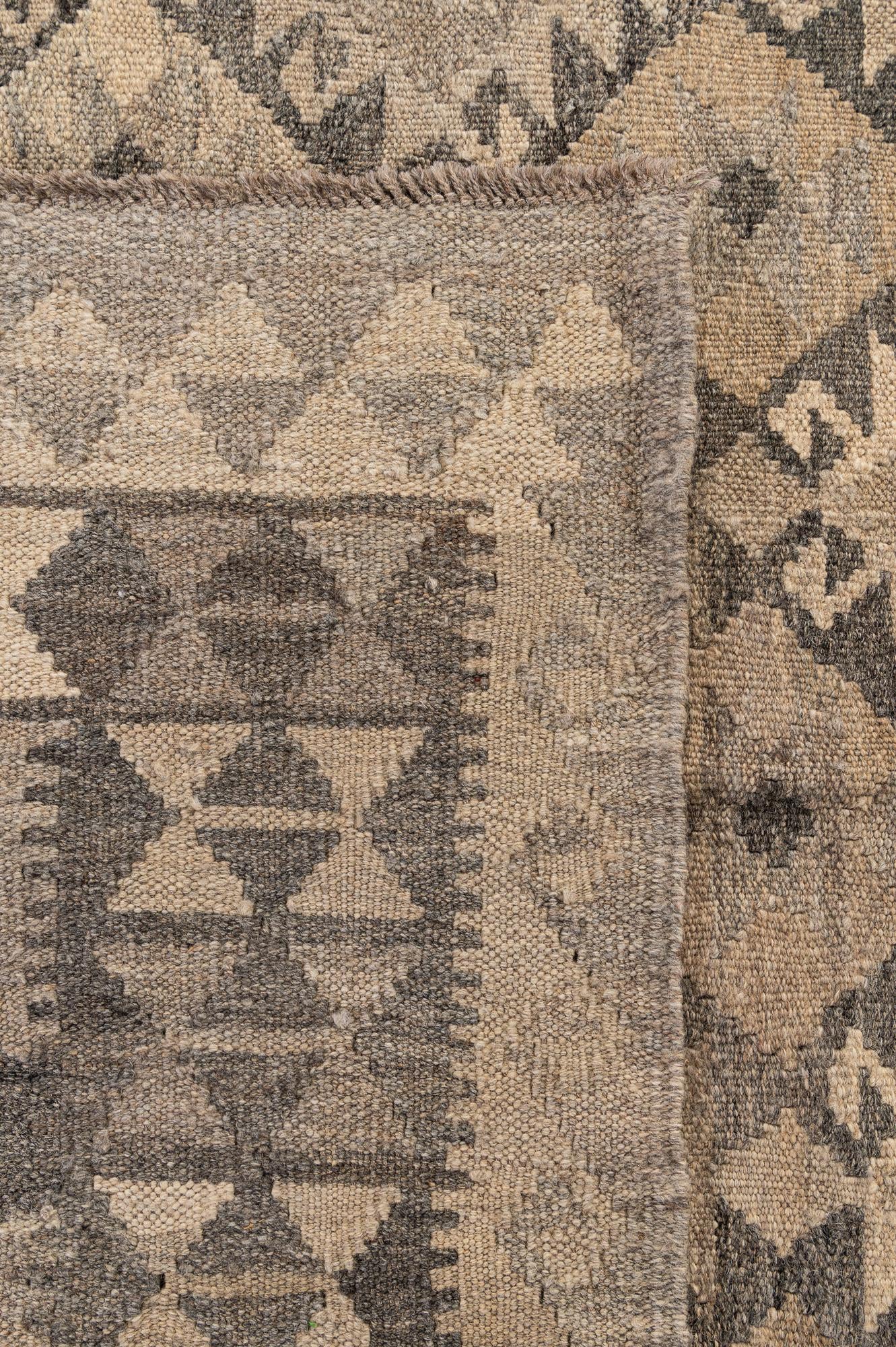 6' 8 x 9' 8 Hand Woven Kilim Maymana Wool Rug