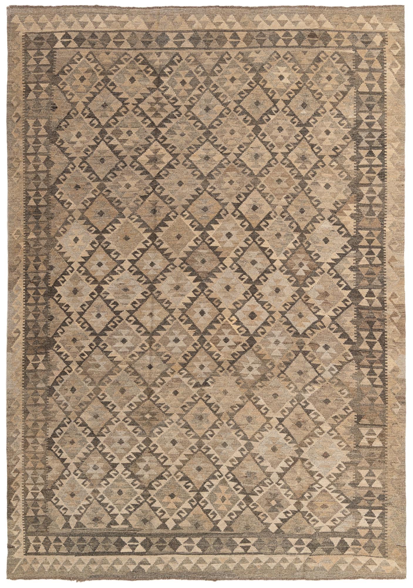 6' 8 x 9' 8 Hand Woven Kilim Maymana Wool Rug