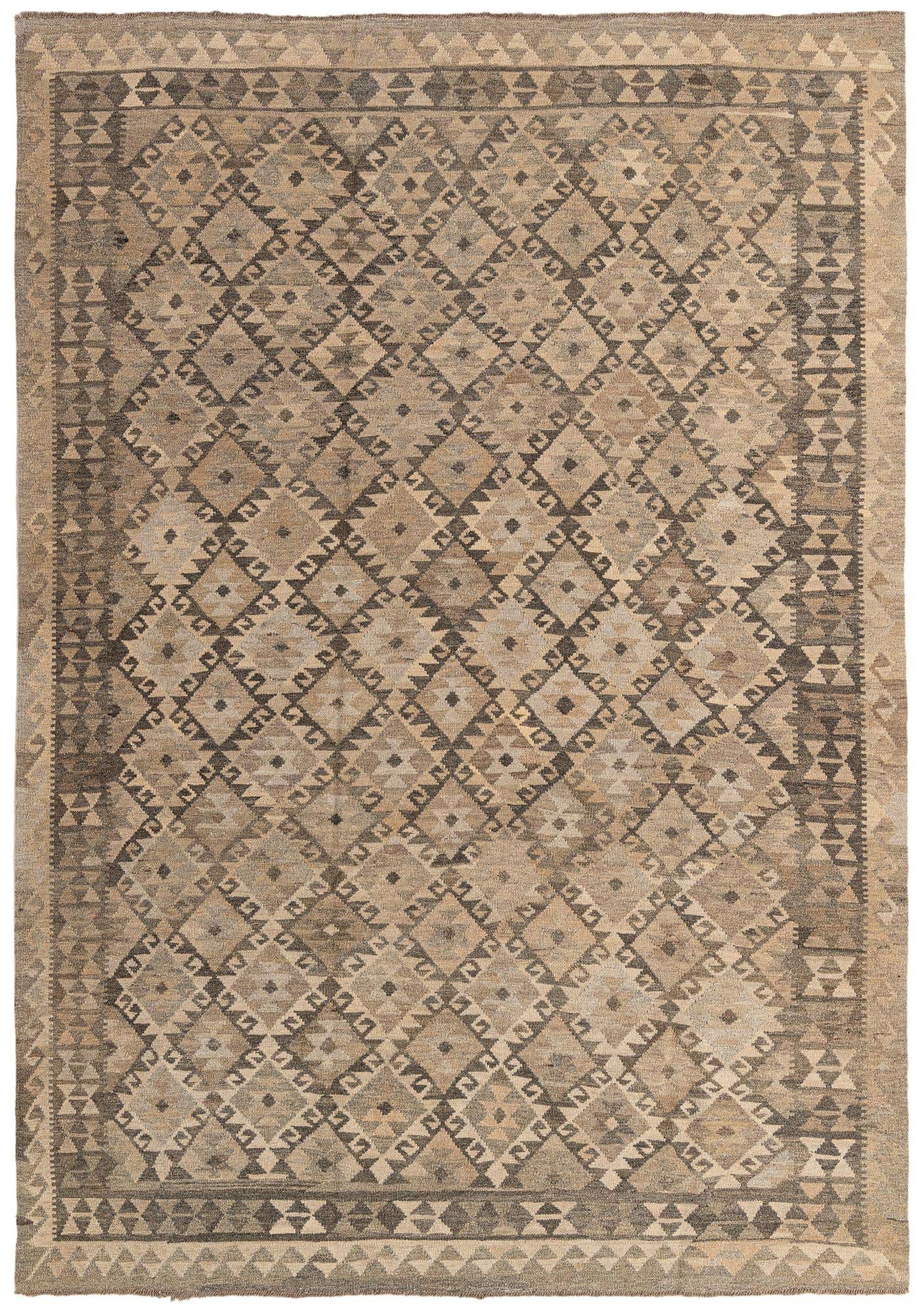 6' 8 x 9' 8 Hand Woven Kilim Maymana Wool Rug