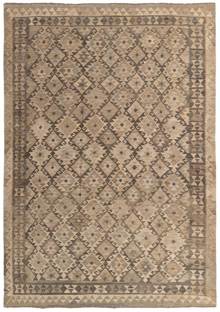 6' 8 x 9' 8 Hand Woven Kilim Maymana Wool Rug