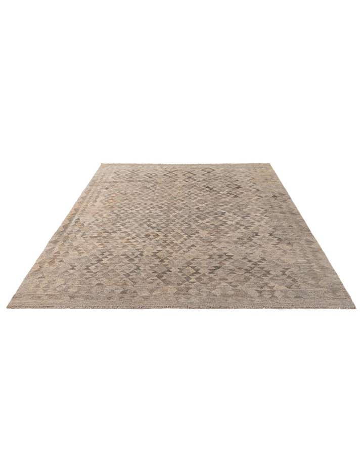6' 9 x 9' 8 Hand Woven Kilim Maymana Wool Rug