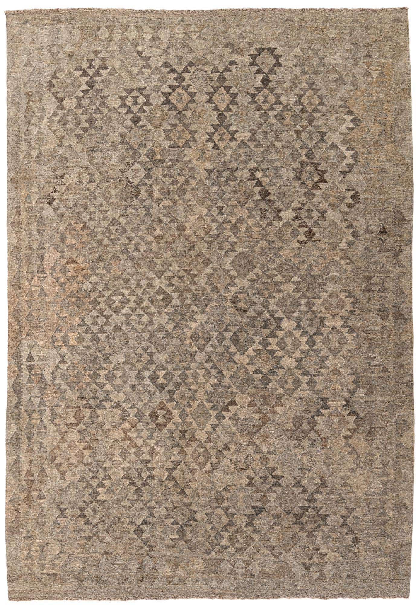 6' 9 x 9' 8 Hand Woven Kilim Maymana Wool Rug