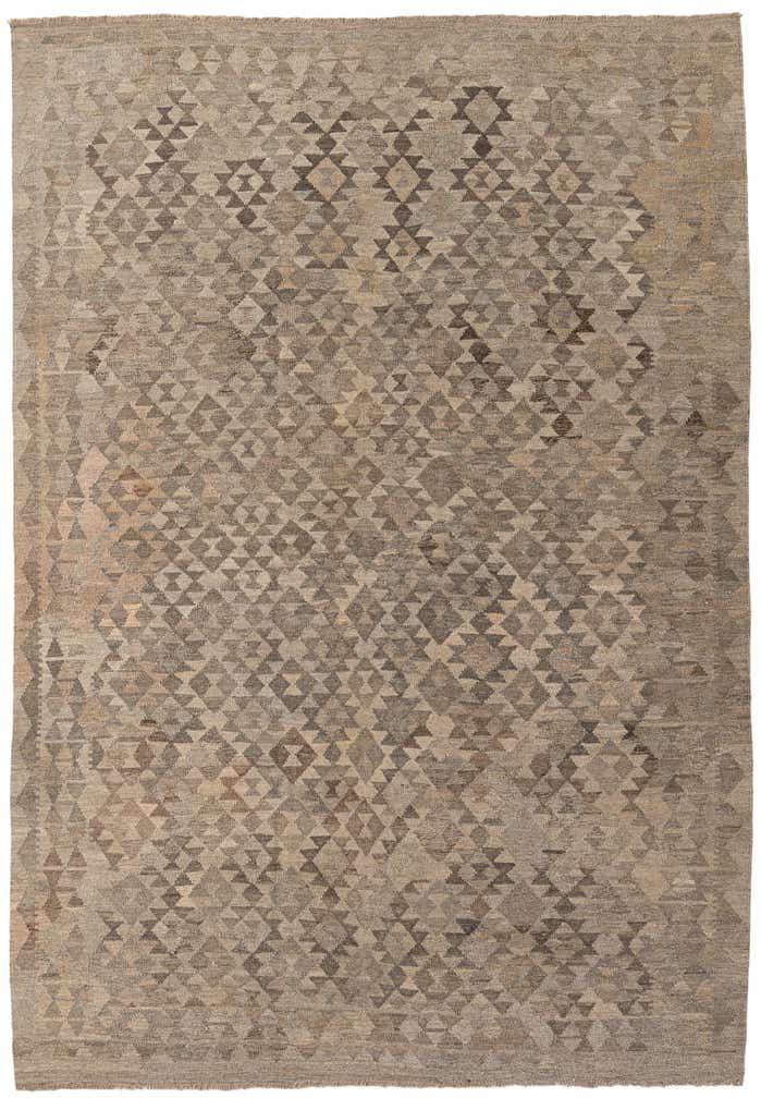 6' 9 x 9' 8 Hand Woven Kilim Maymana Wool Rug