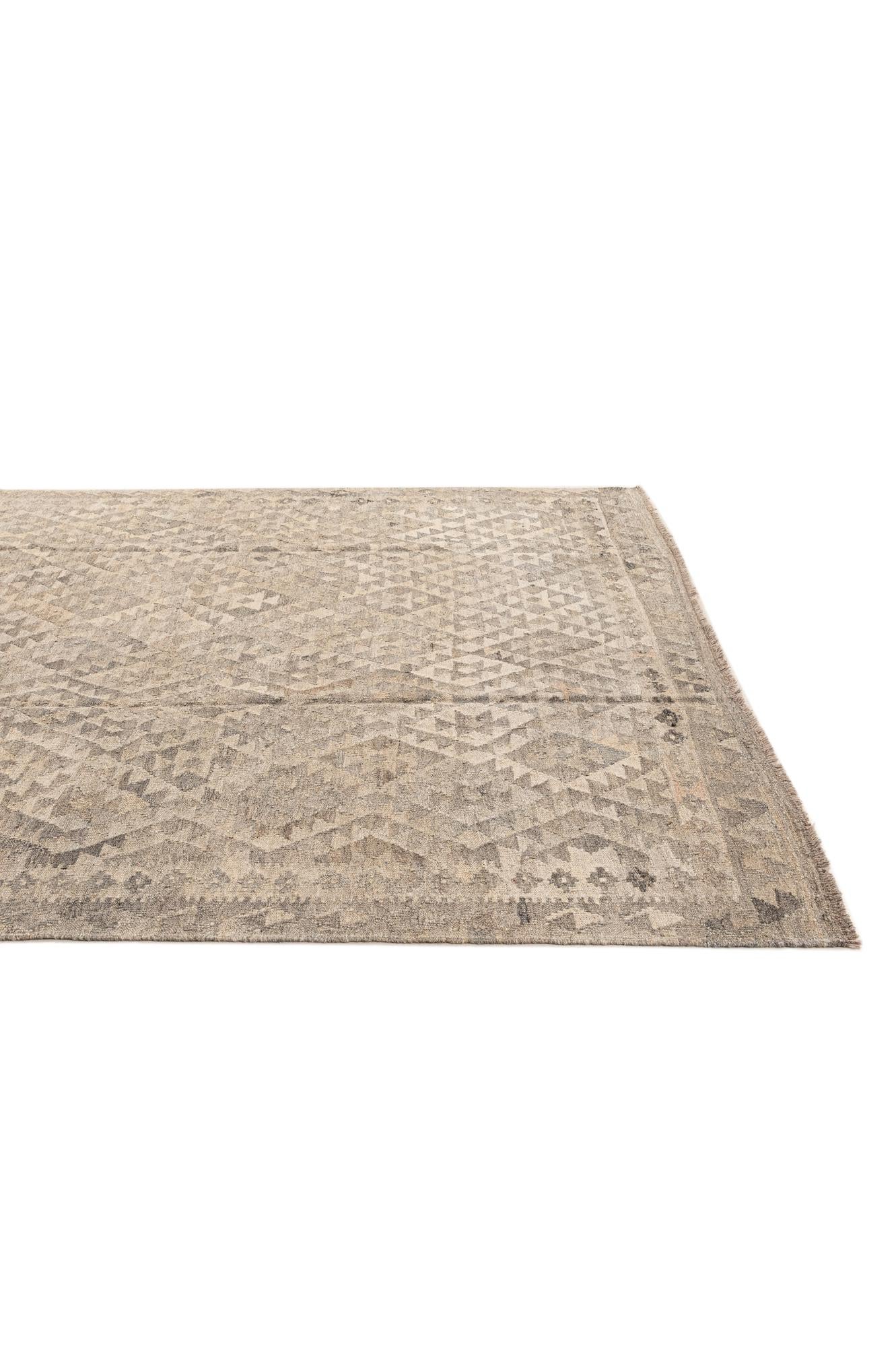 6' 8 x 9' 9 Hand Woven Kilim Maymana Wool Rug