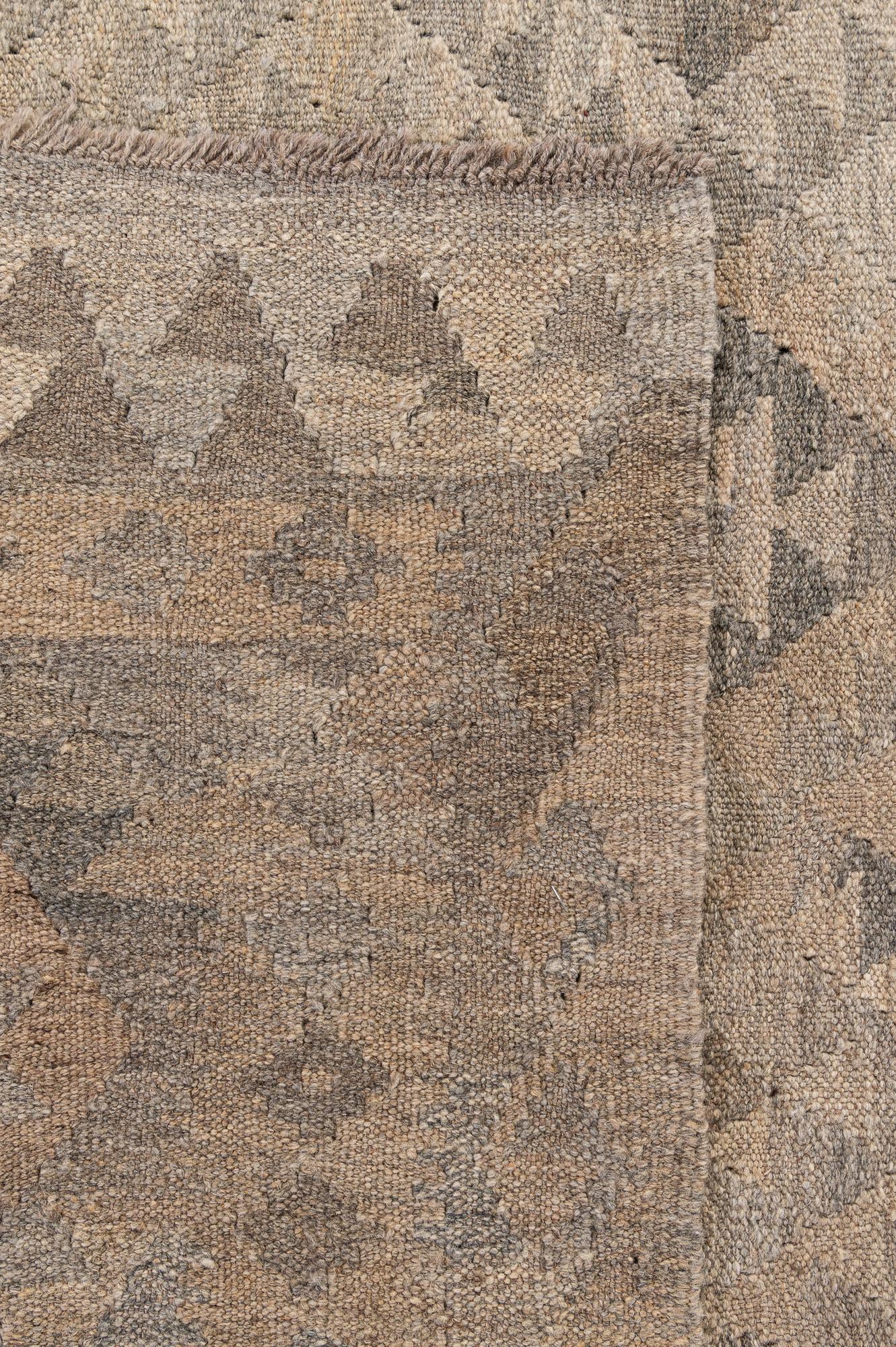 6' 8 x 9' 9 Hand Woven Kilim Maymana Wool Rug