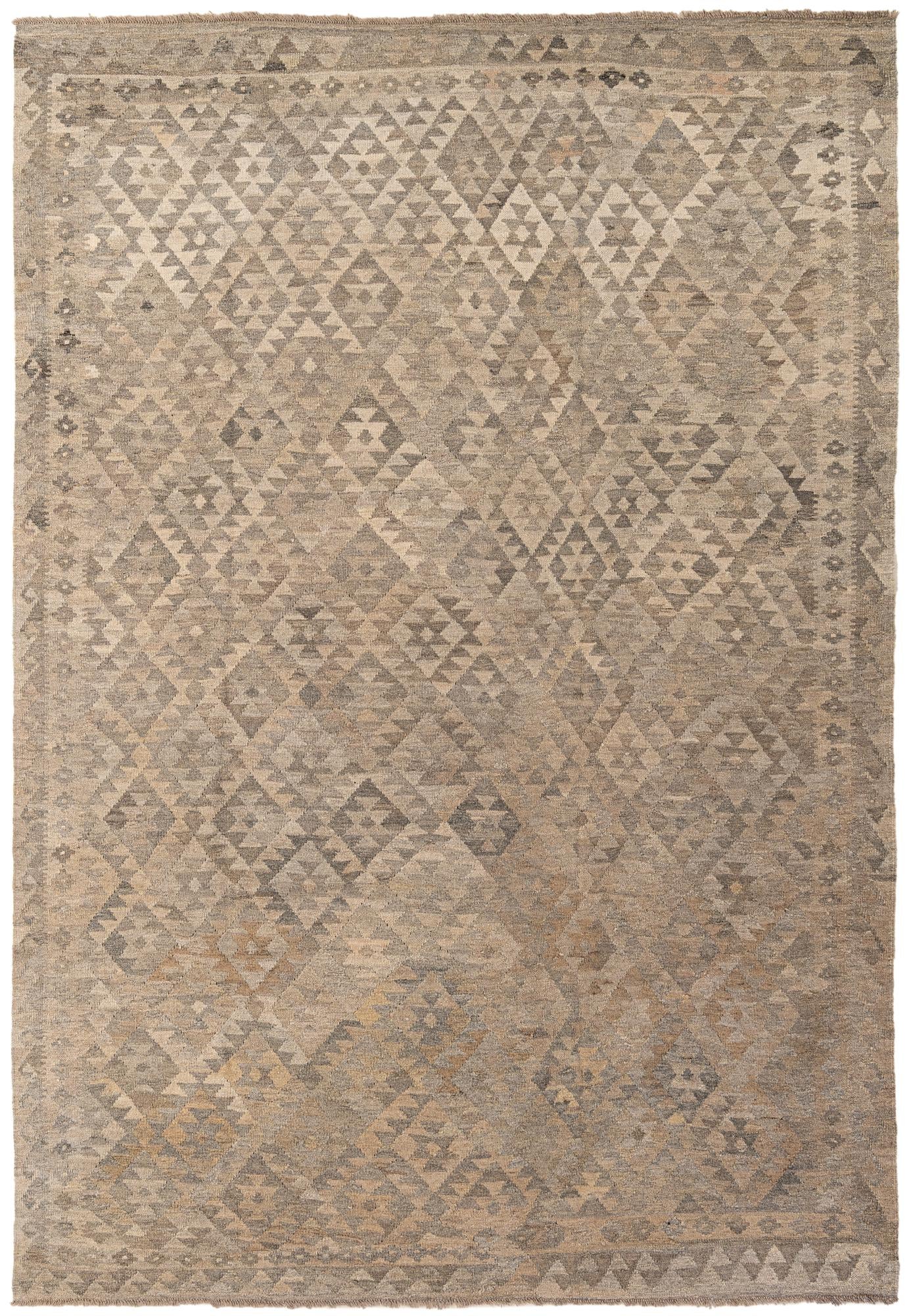 6' 8 x 9' 9 Hand Woven Kilim Maymana Wool Rug