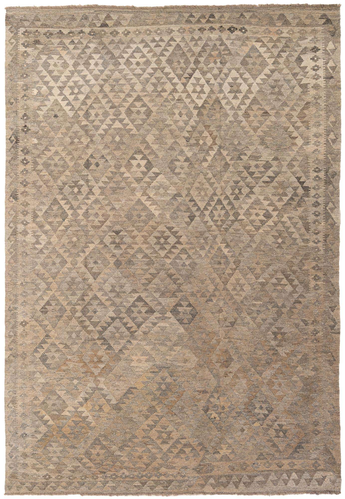6' 8 x 9' 9 Hand Woven Kilim Maymana Wool Rug