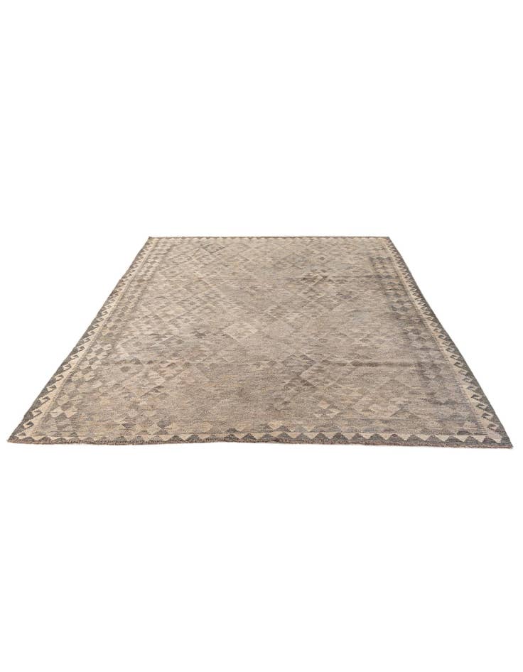Detail image of 6' 7 x 9' 8 Hand Woven Kilim Maymana Wool Rug