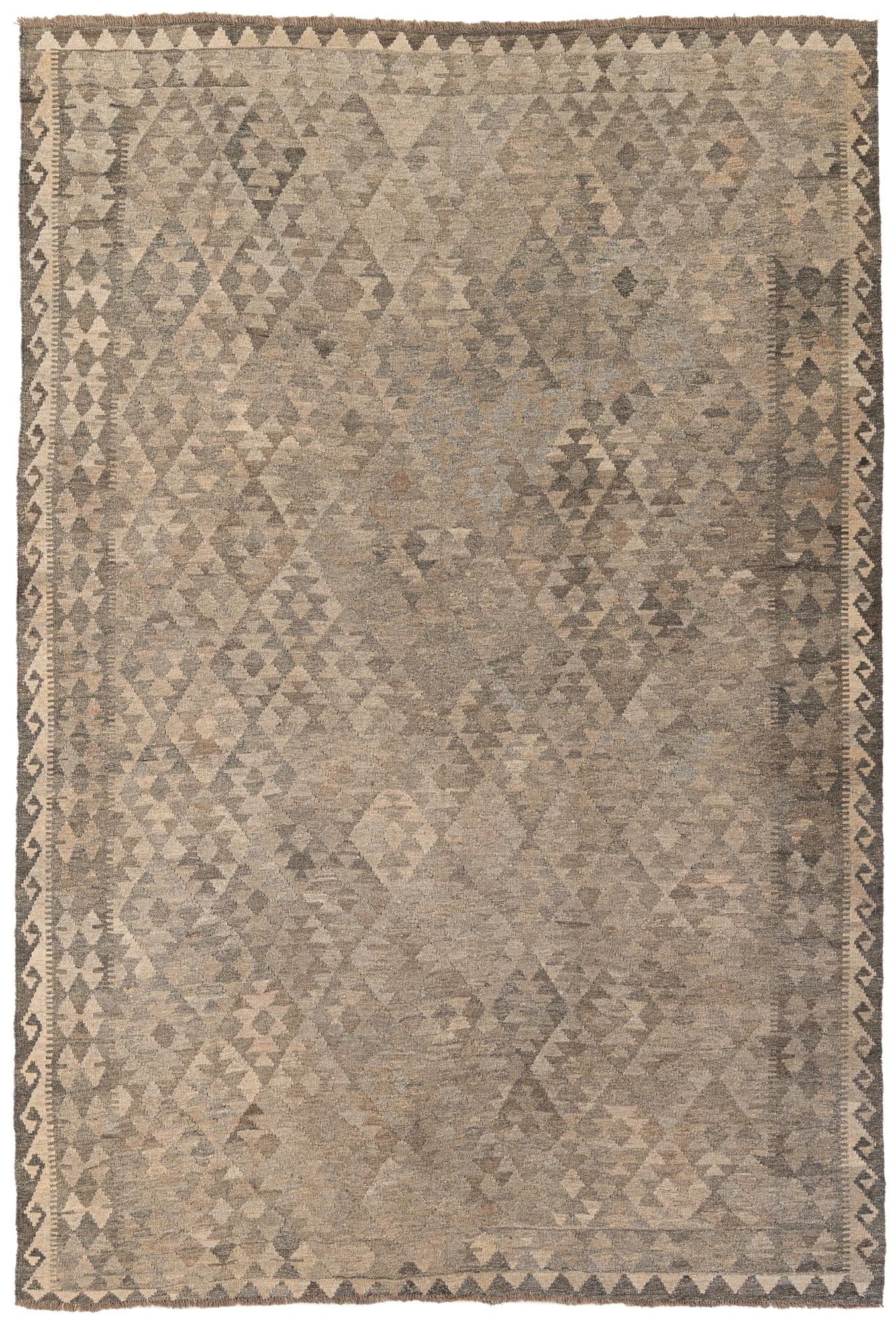 6' 7 x 9' 8 Hand Woven Kilim Maymana Wool Rug