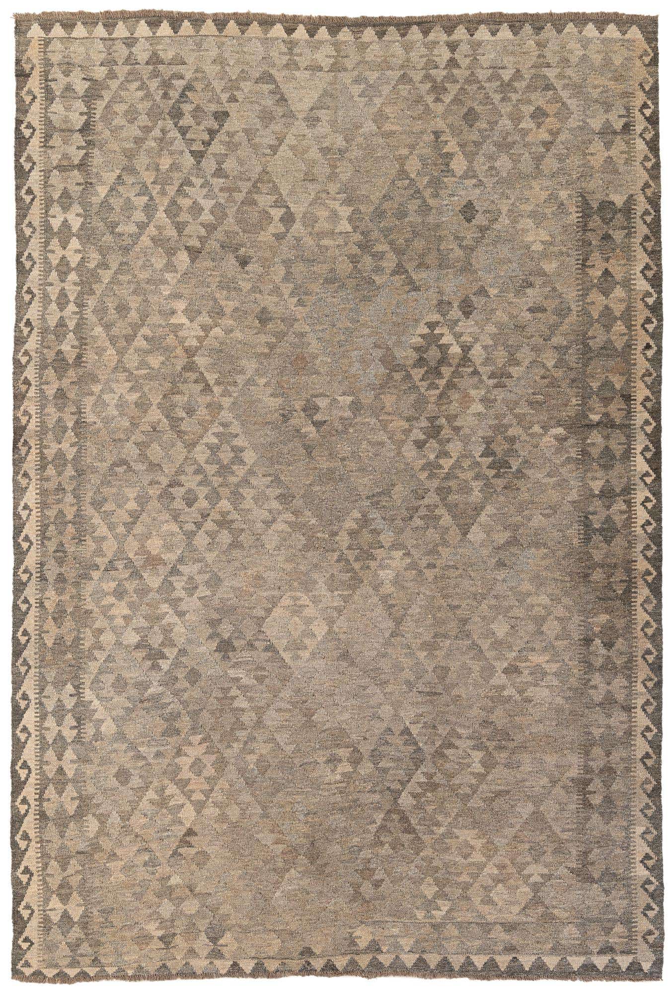 6' 7 x 9' 8 Hand Woven Kilim Maymana Wool Rug