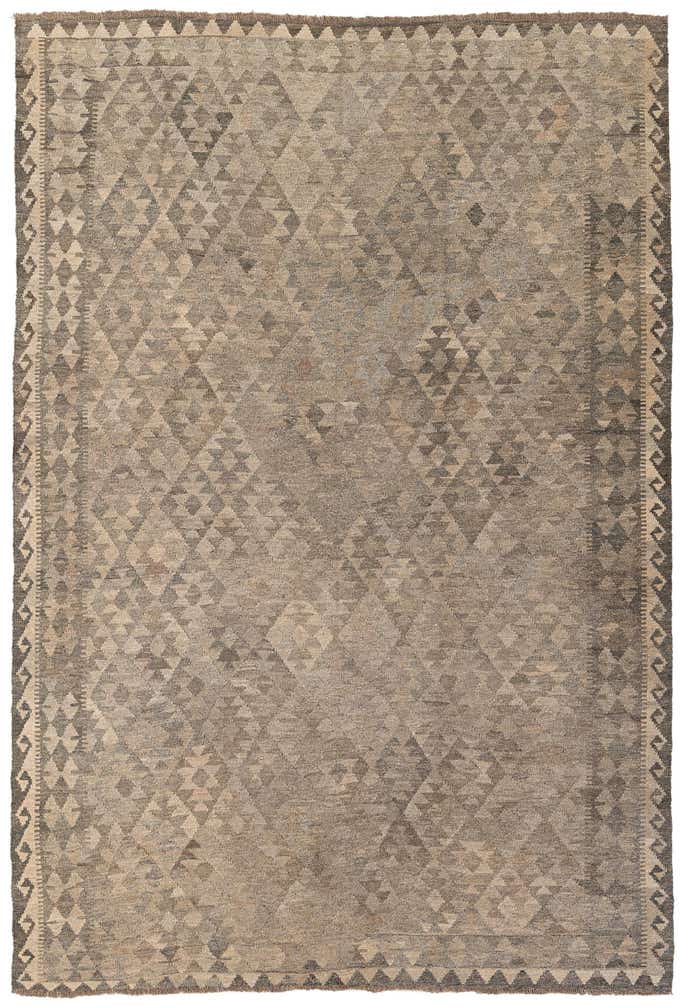 6' 7 x 9' 8 Hand Woven Kilim Maymana Wool Rug
