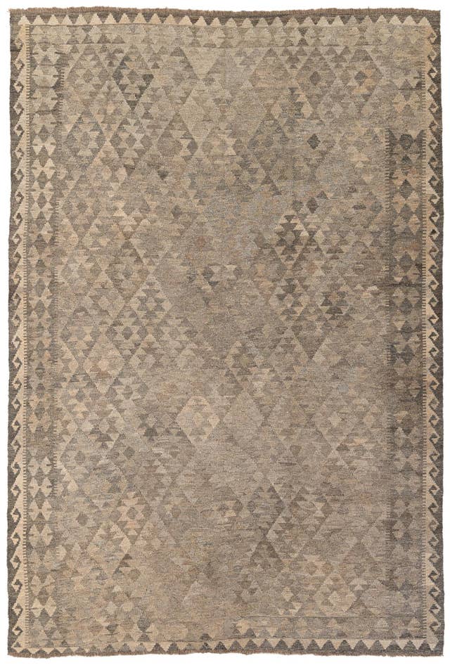 Detail image of 6' 7 x 9' 8 Hand Woven Kilim Maymana Wool Rug