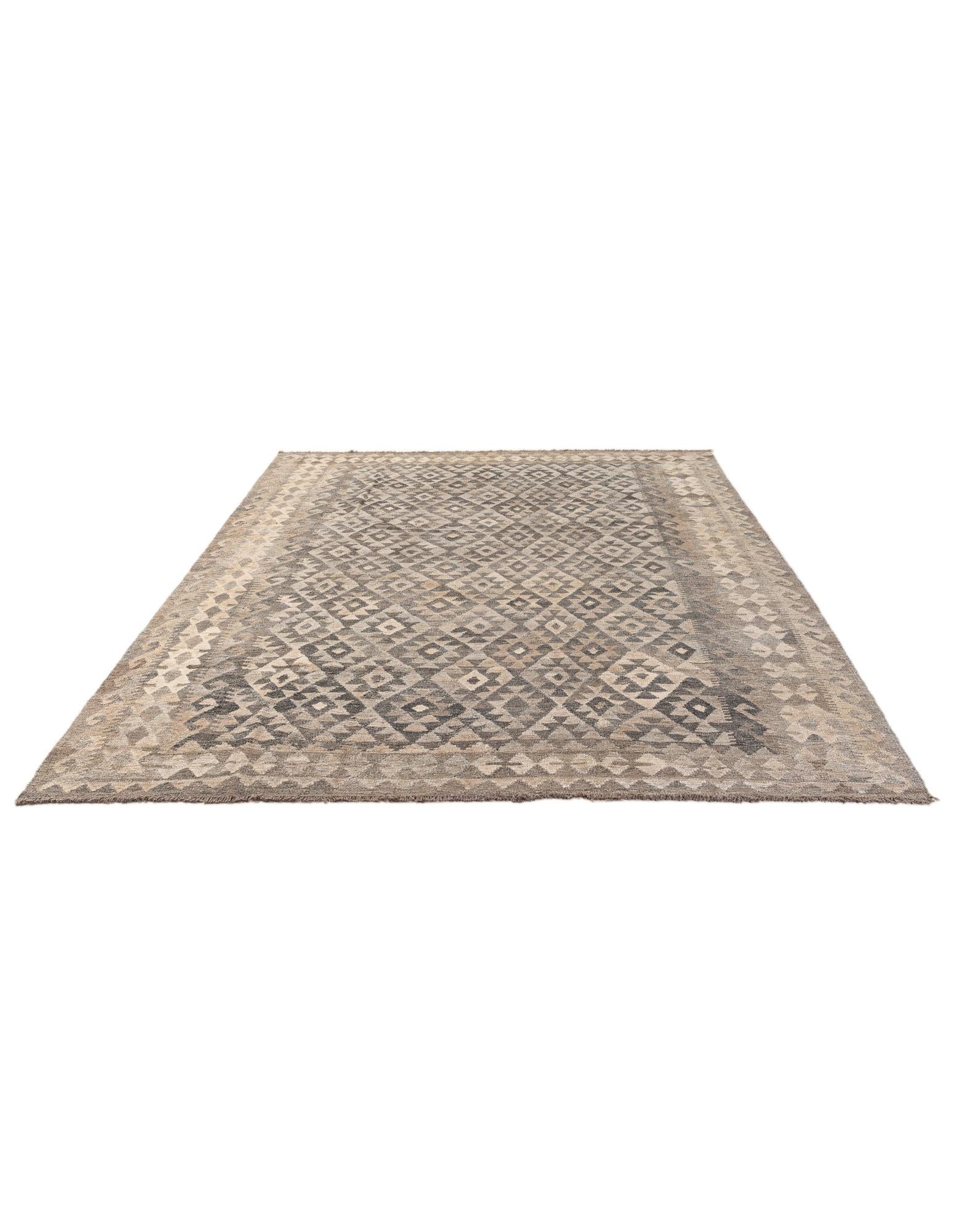6' 8 x 9' 8 Hand Woven Kilim Maymana Wool Rug