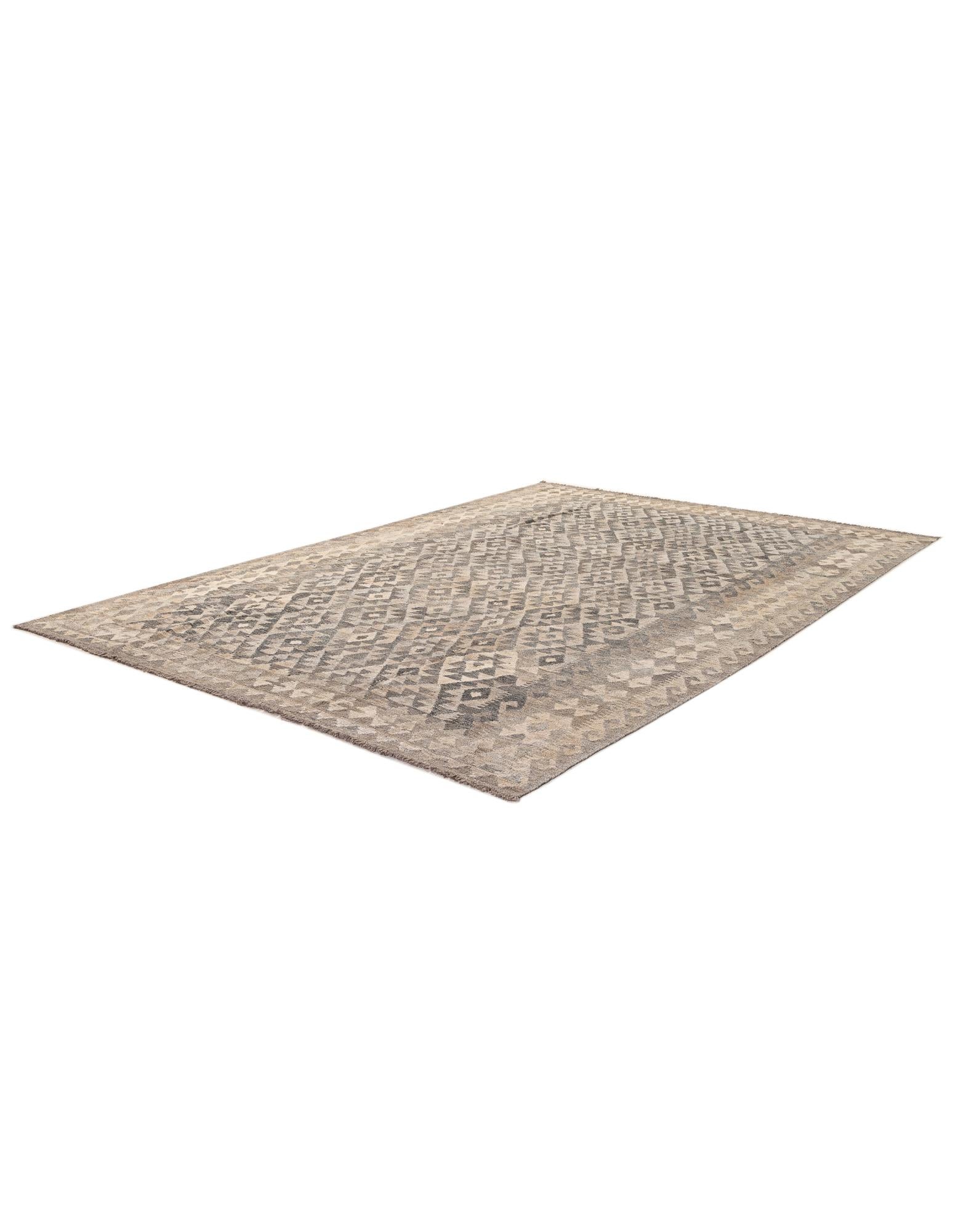 6' 8 x 9' 8 Hand Woven Kilim Maymana Wool Rug