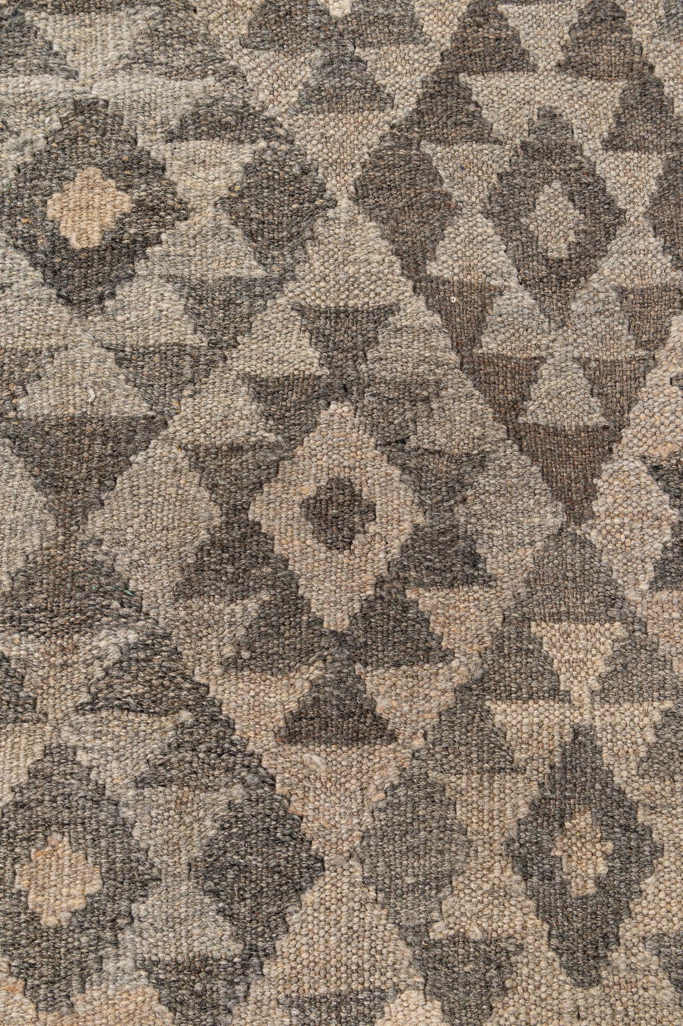 6' 8 x 9' 8 Hand Woven Kilim Maymana Wool Rug
