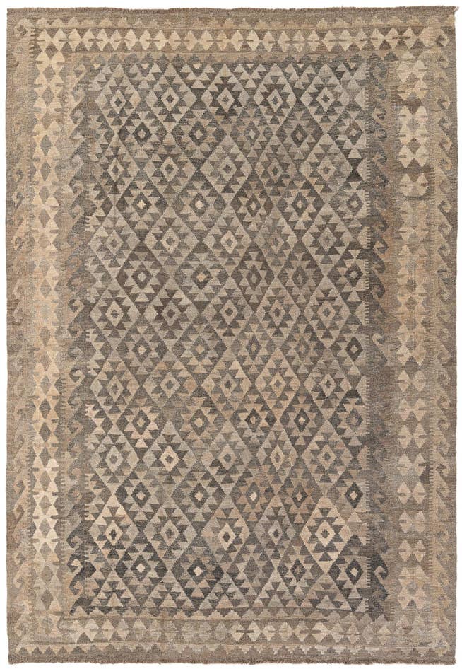 Detail image of 6' 8 x 9' 8 Hand Woven Kilim Maymana Wool Rug